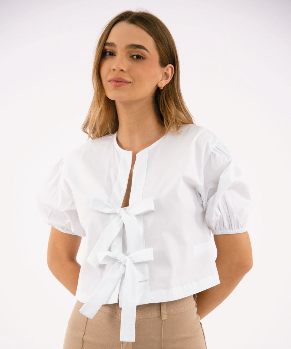 Camisa Con Moños BLANCO