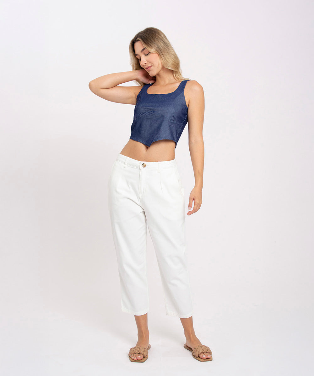 Blusa sisa con cortes AZUL PROFUNDO