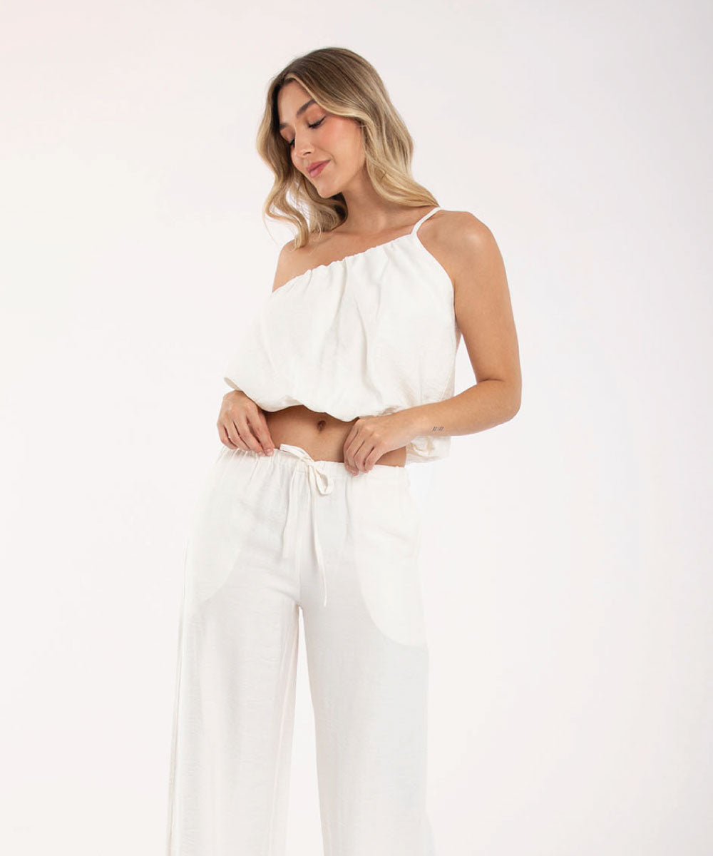 Blusa solo hombro globo MARFIL