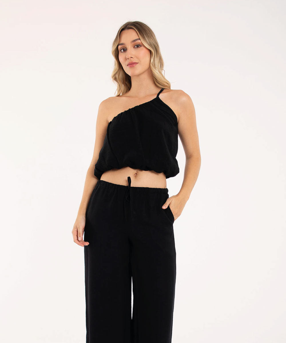 Blusa solo hombro globo NEGRO