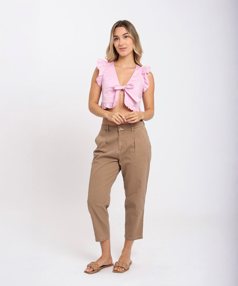 Blusa con moño y boleros ROSADO PASTEL