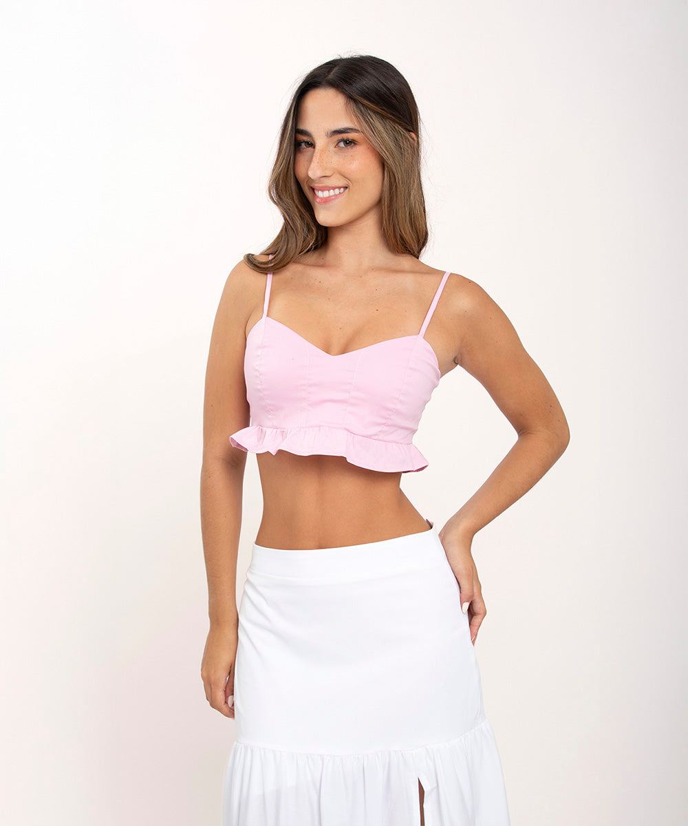 Crop top tiras ROSADO PASTEL