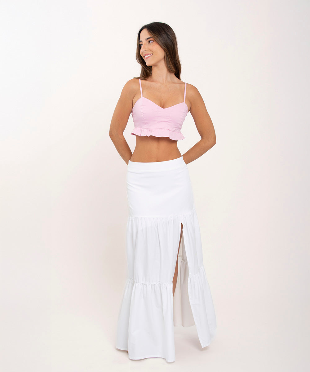 Crop top tiras ROSADO PASTEL
