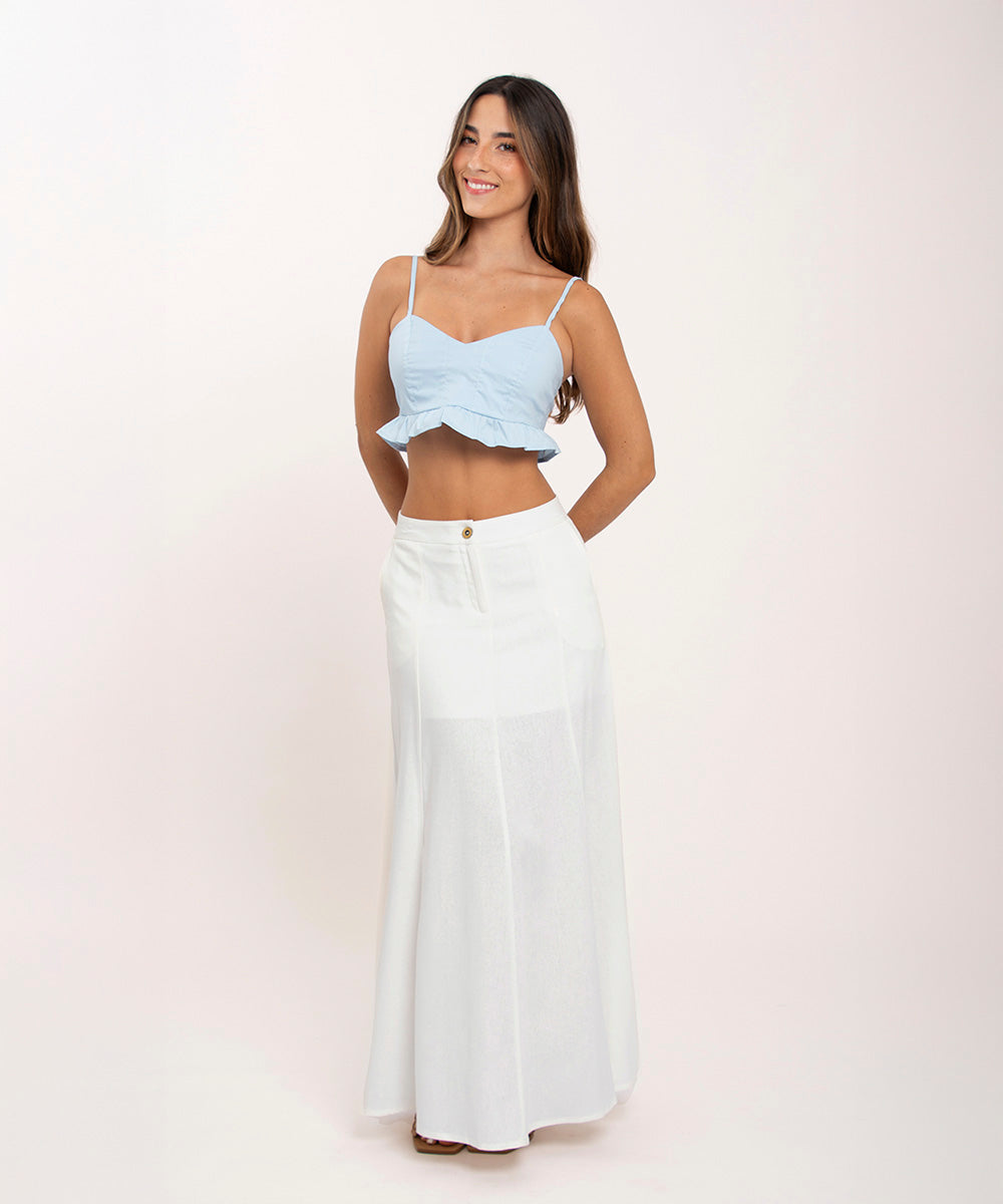 Crop top tiras AZUL CIELO