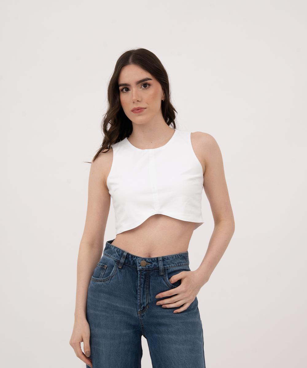Blusa sisa con pinzas BLANCO