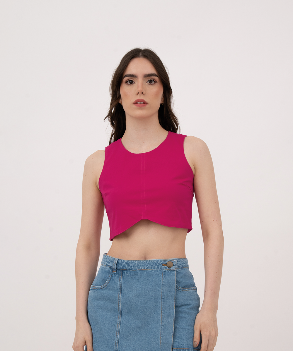 Blusa sisa con pinzas FUCSIA POP