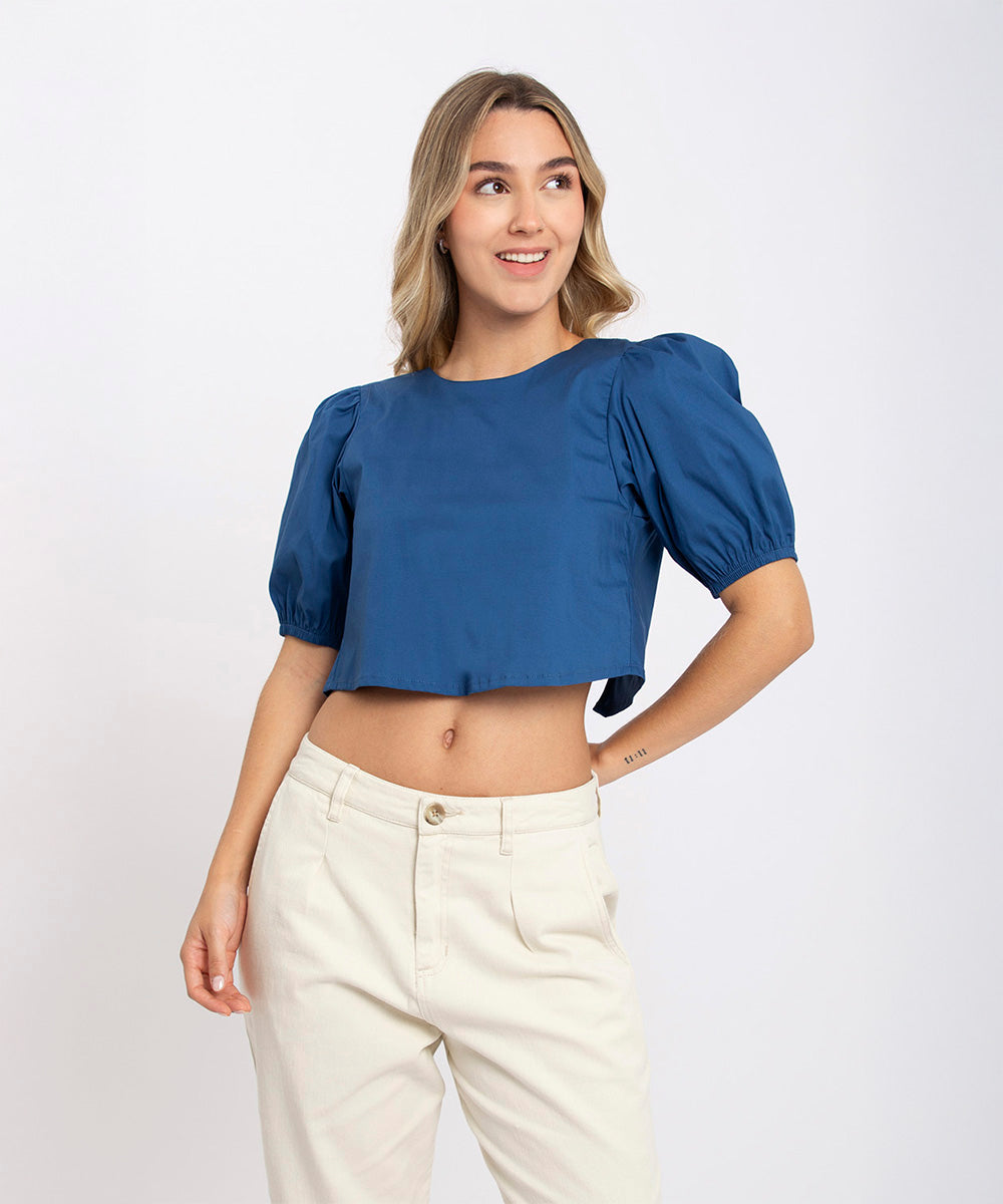 Blusa con moños AZUL PROFUNDO
