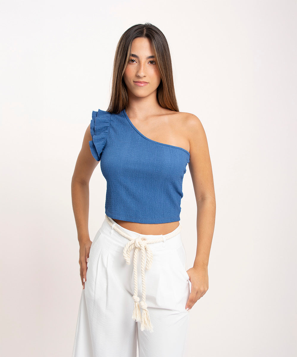 Blusa solo hombro boleros AZUL PROFUNDO