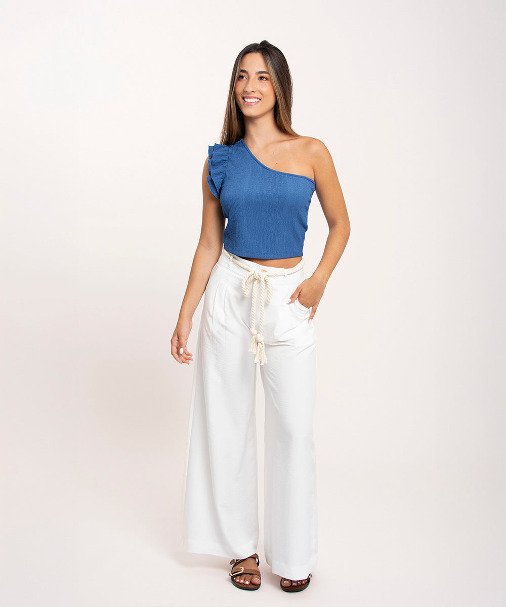 Blusa solo hombro boleros AZUL PROFUNDO