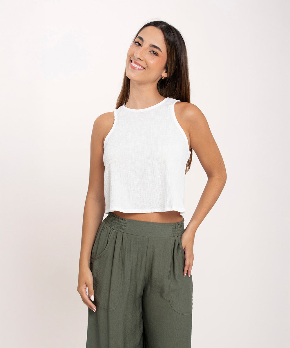 Blusa sisa con lazos BLANCO