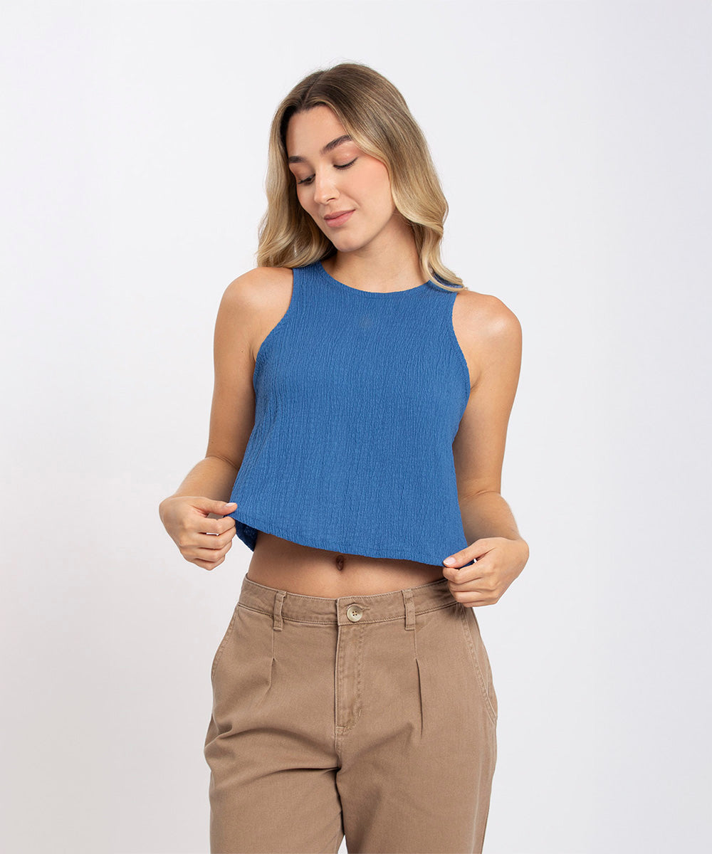 Blusa sisa con lazos AZUL PROFUNDO