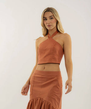 Blusa Escote Alto Terracota Blusas Para Mujer | Ticket Store Colombia 5