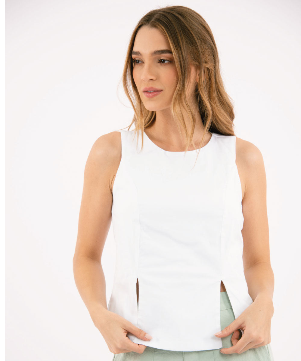 Blusa Cortes Con Aberturas AZUL CIELO