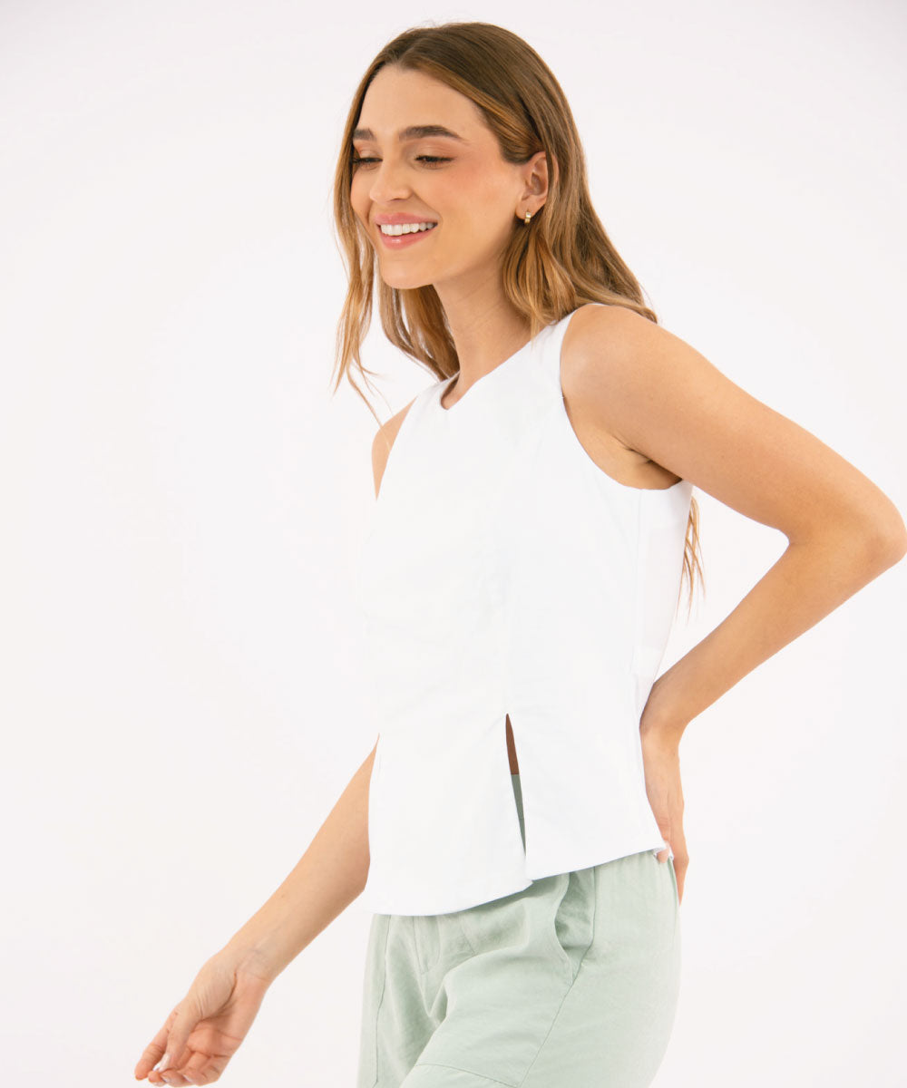 Blusa Cortes Con Aberturas AZUL CIELO