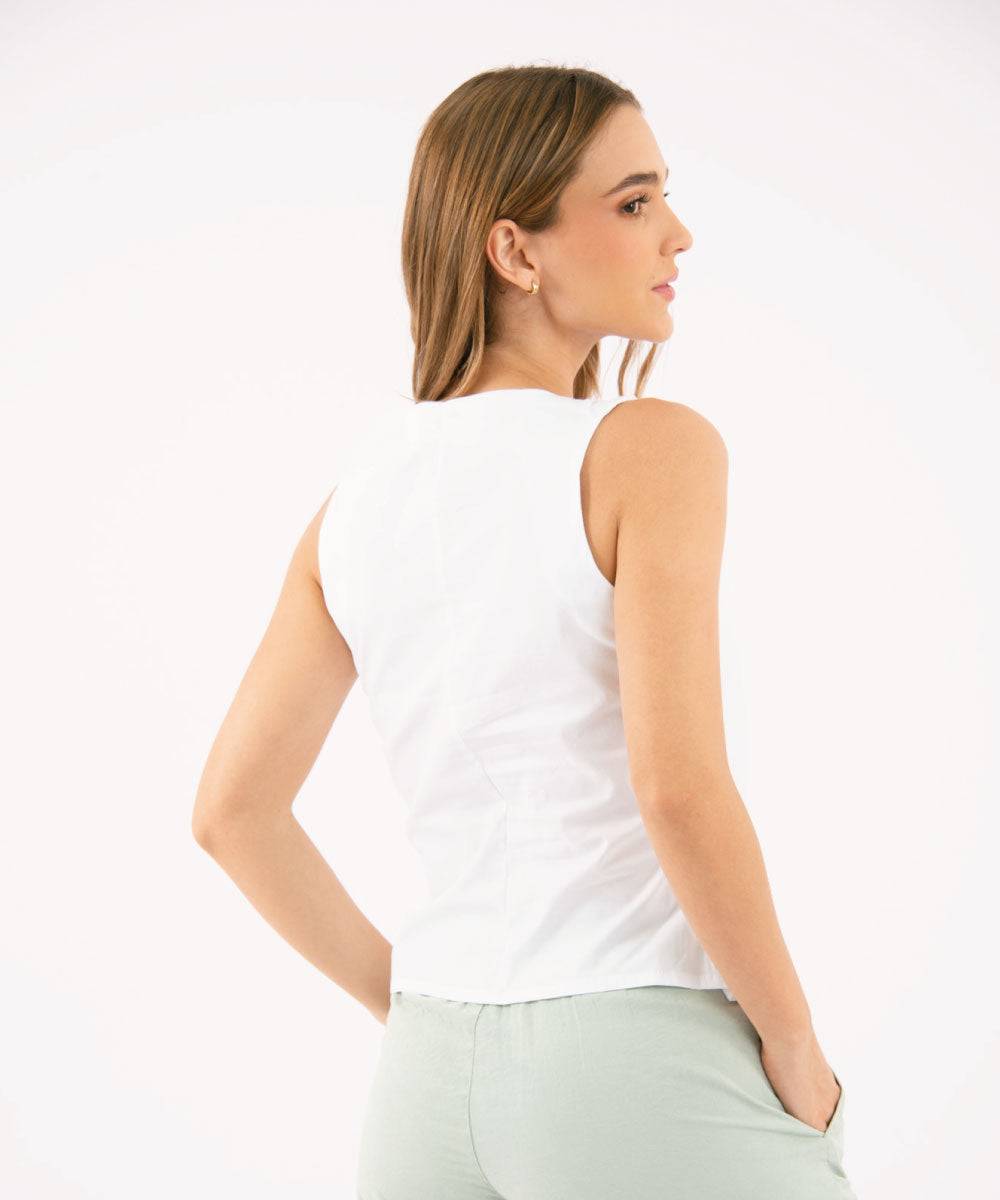 Blusa Cortes Con Aberturas Blanco Blusas Para Mujer | Ticket Store Colombia 3