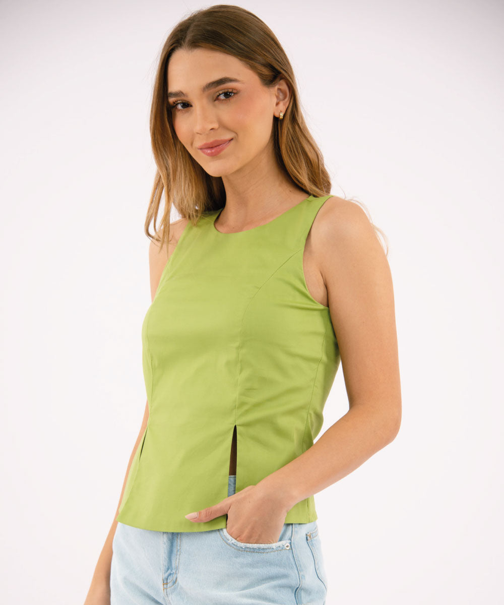 Blusa Cortes Con Aberturas VERDE OLIVA