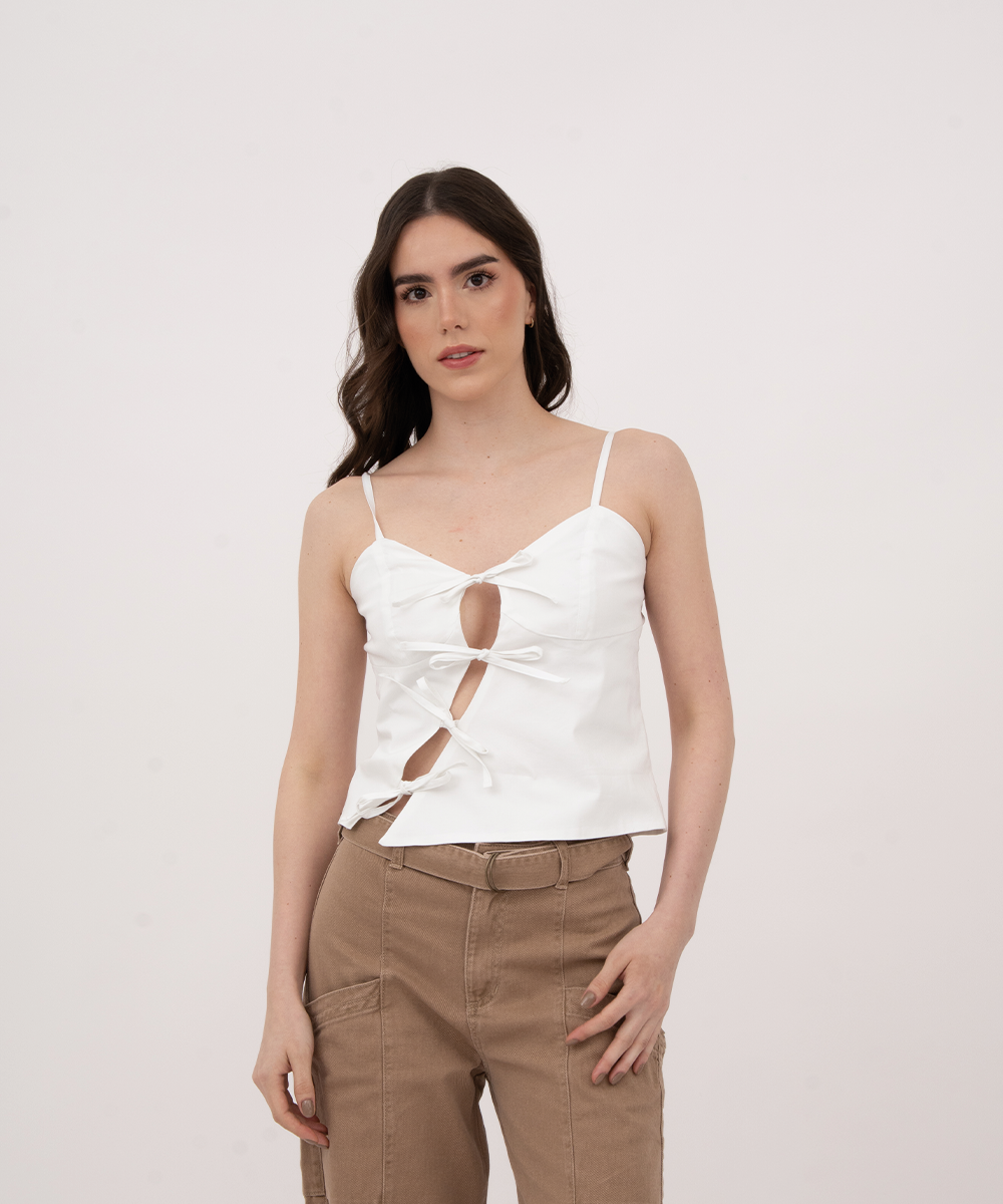 Blusa con moños BLANCO