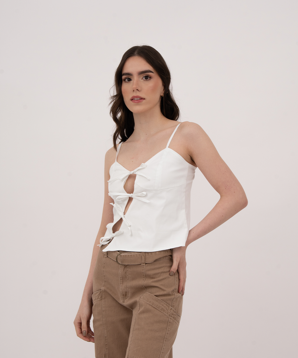 Blusa con moños BLANCO