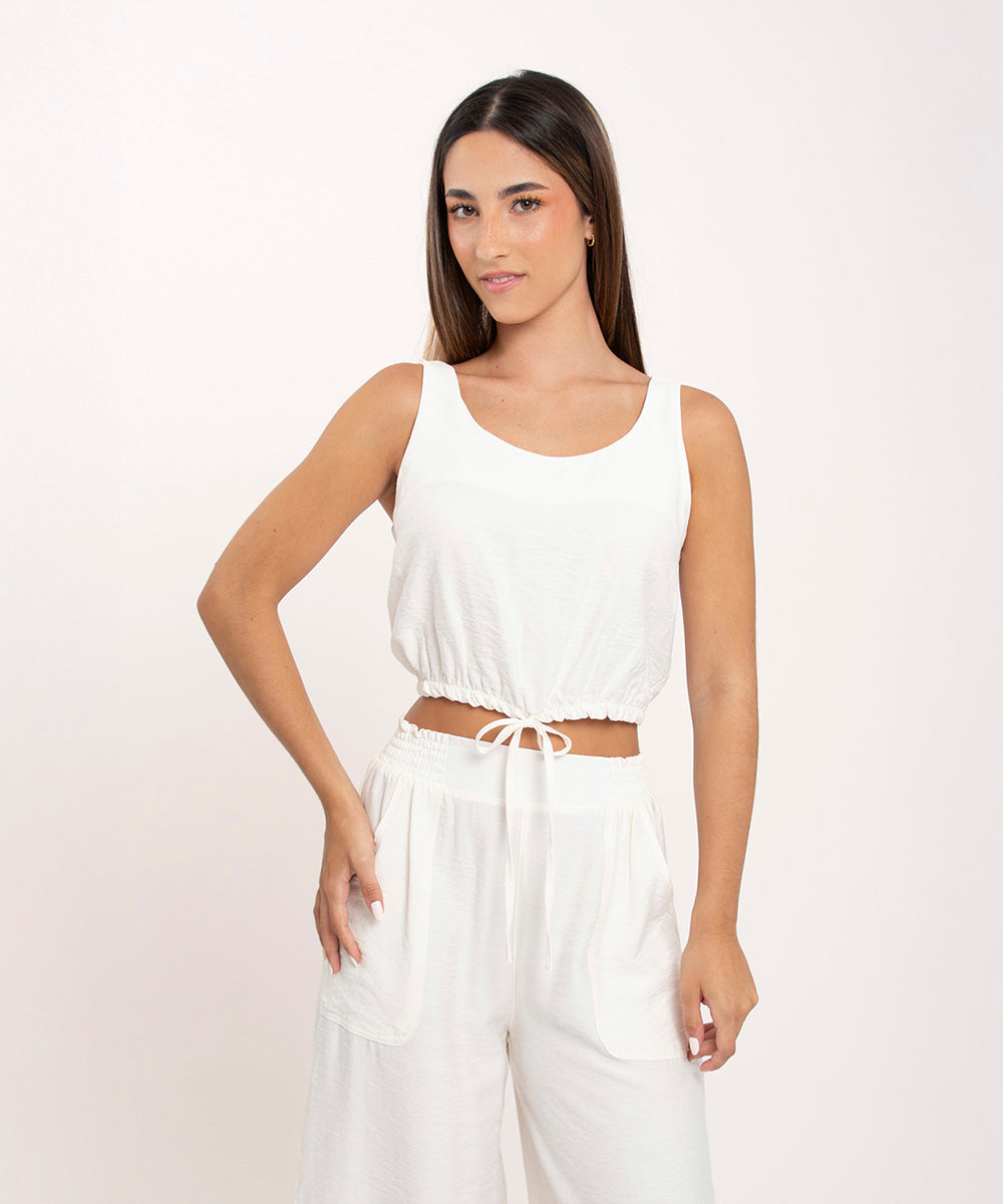 Blusa sisa elastico cintura MARFIL