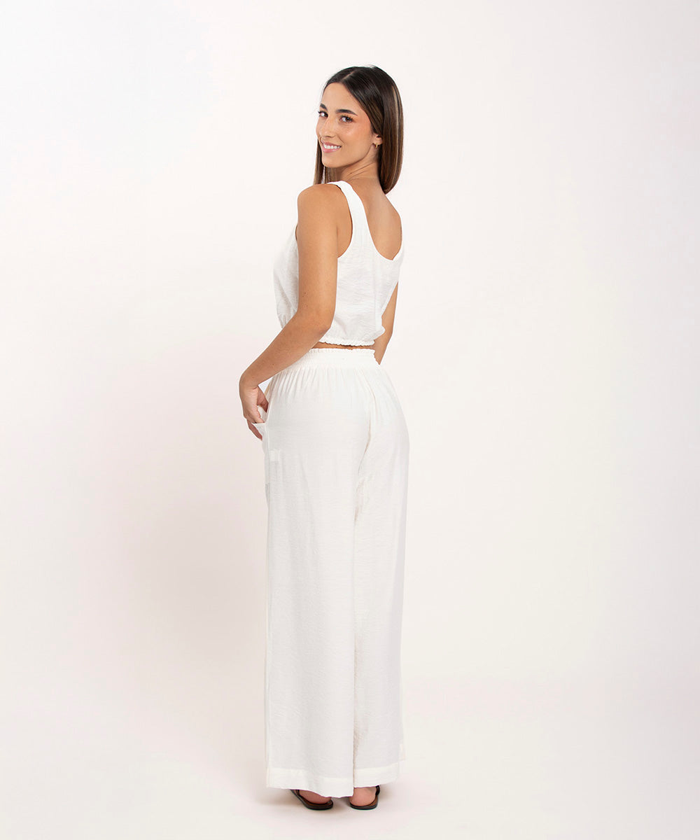 Blusa sisa elastico cintura MARFIL