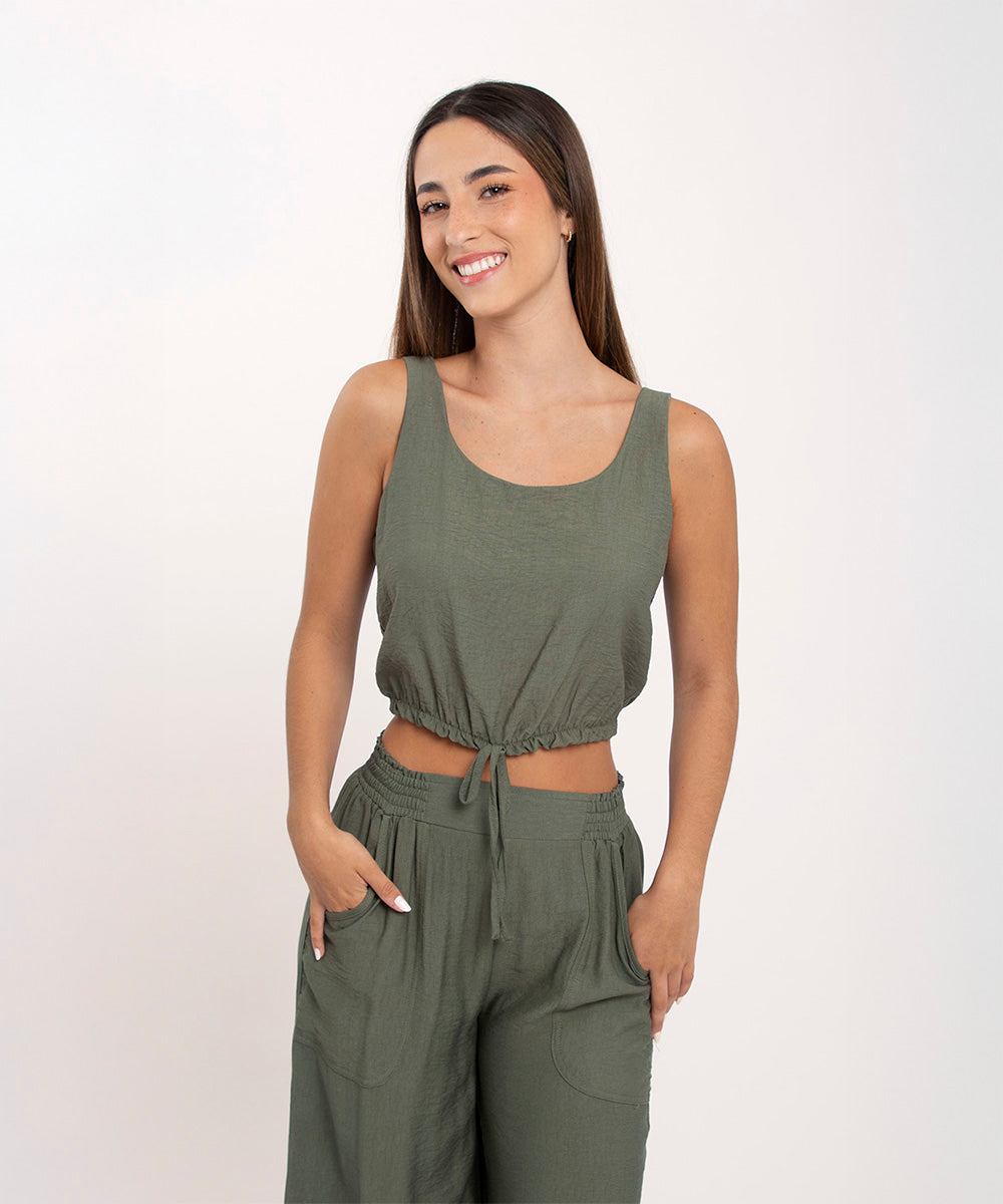 Blusa sisa elastico cintura VERDE