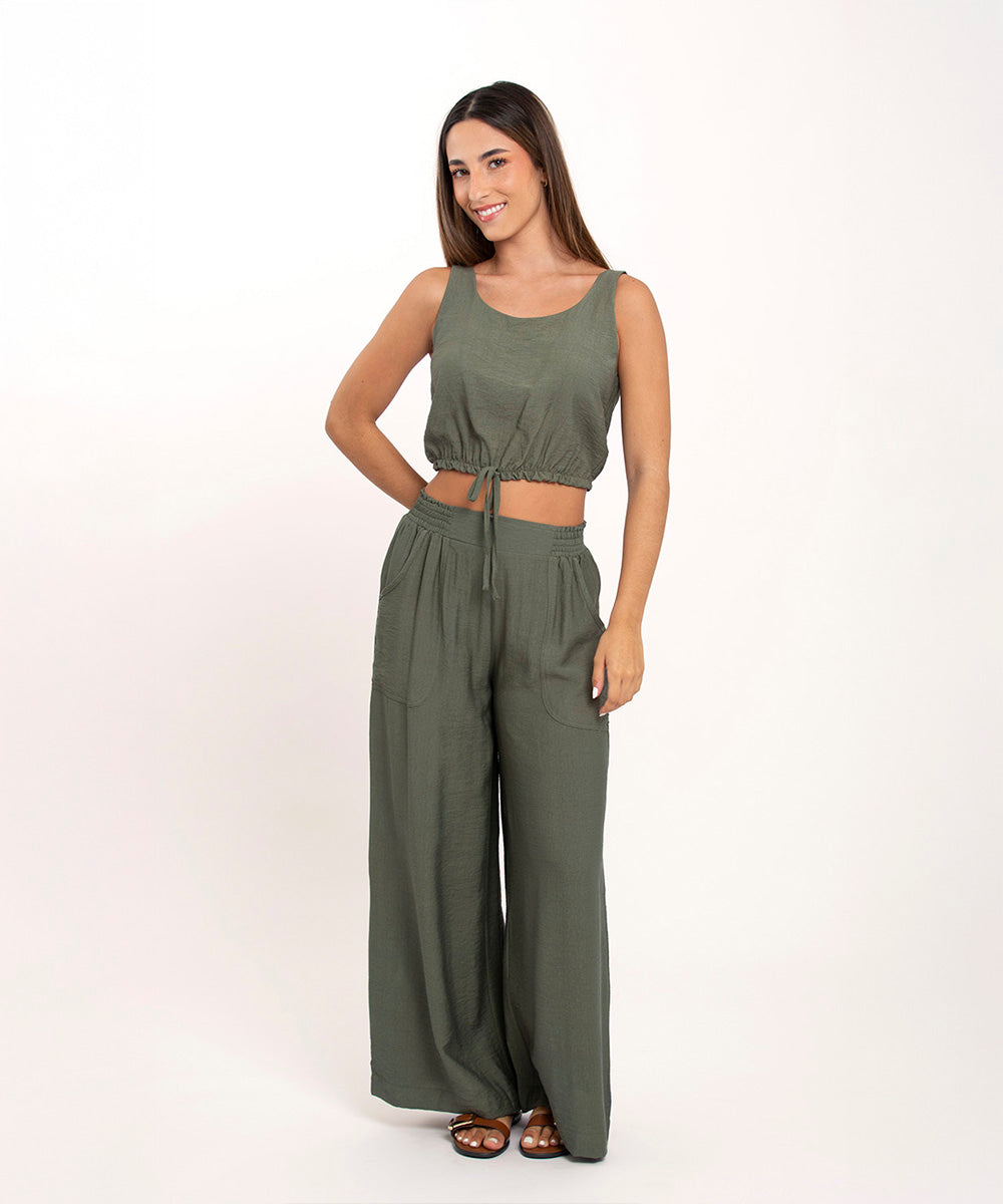 Blusa sisa elastico cintura VERDE