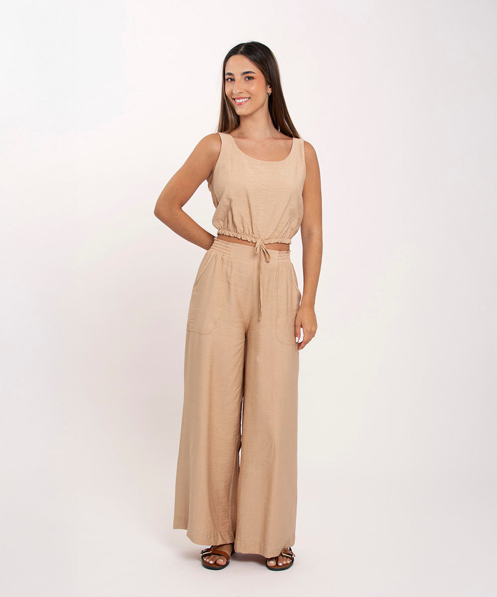Blusa sisa elastico cintura BEIGE