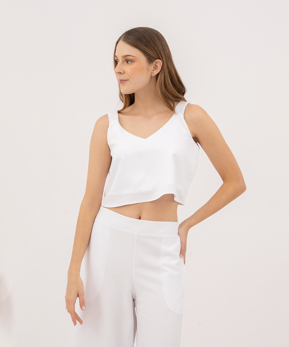 Blusa tiras elastico BLANCO