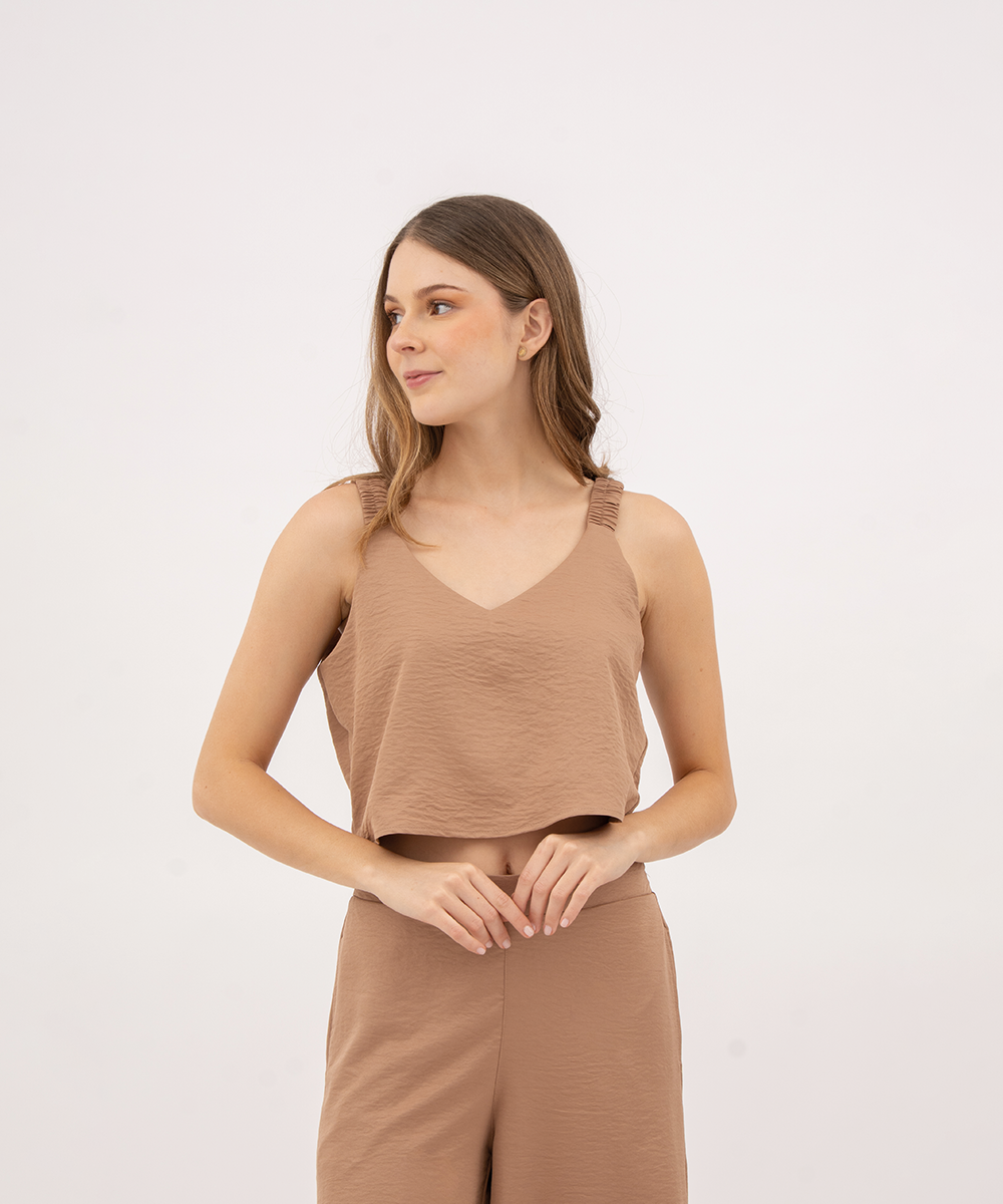 Blusa tiras elastico CAMEL