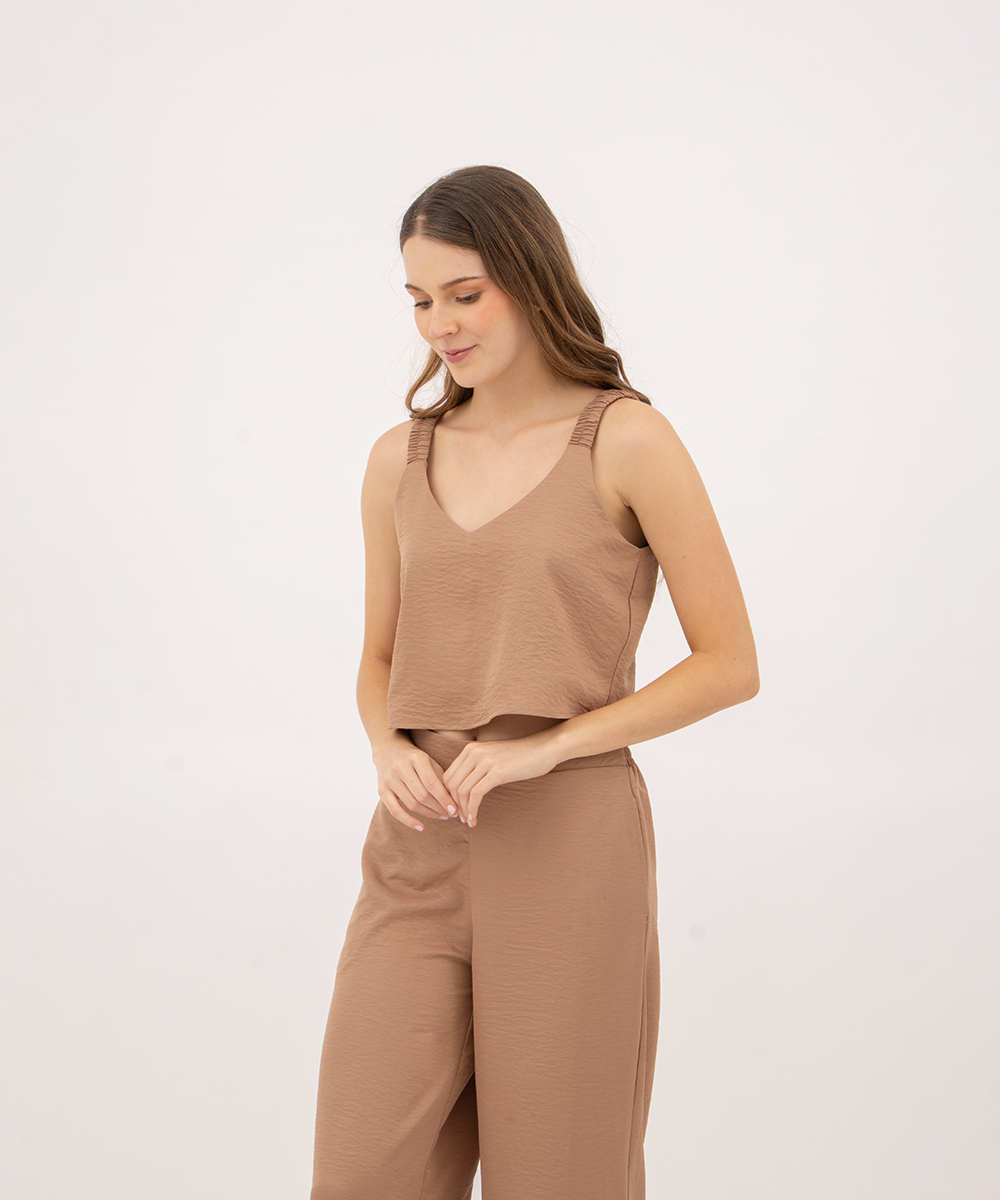 Blusa tiras elastico CAMEL