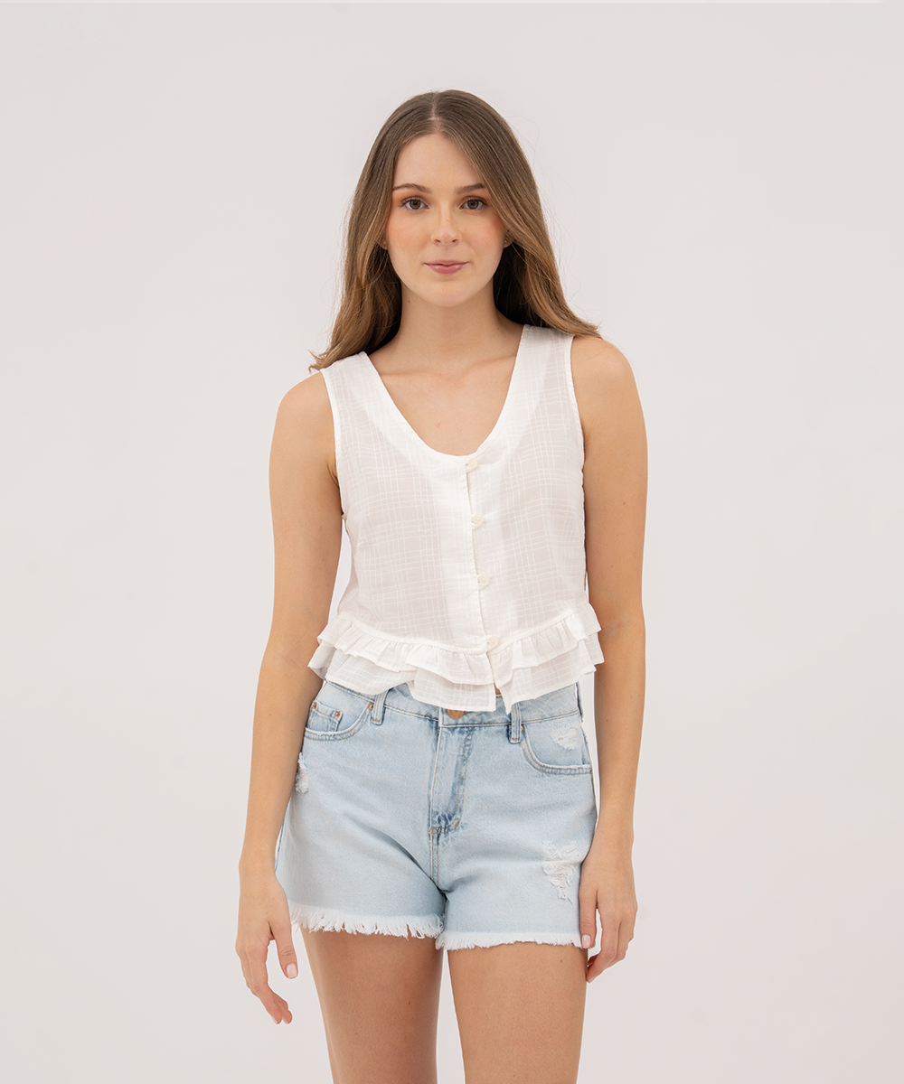 Blusa sisa con botonadura BLANCO