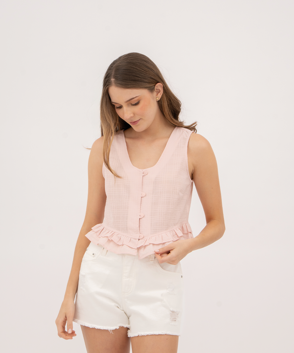 Blusa sisa con botonadura ROSADO PASTEL