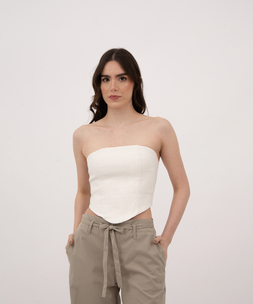 Blusa strapless MARFIL