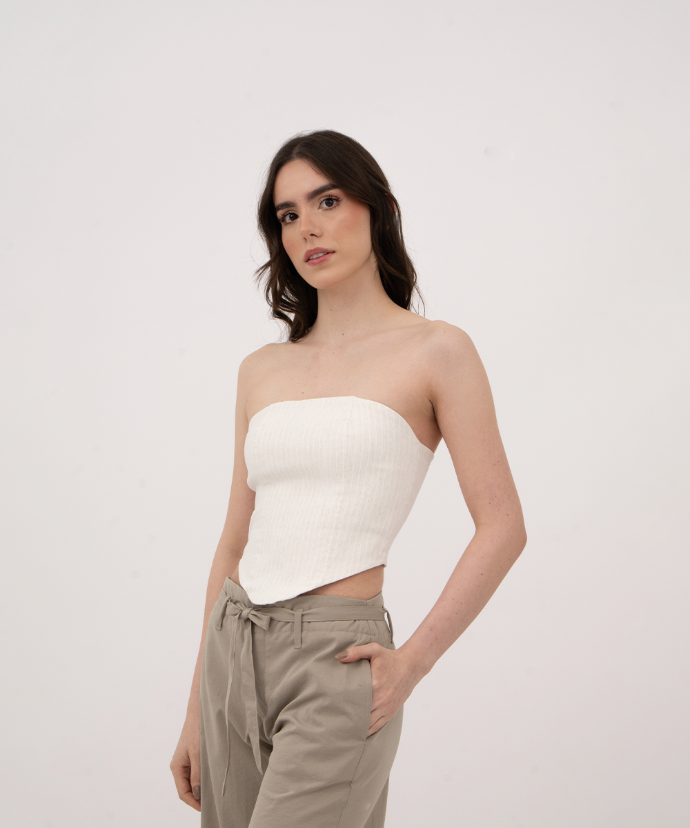 Blusa strapless MARFIL