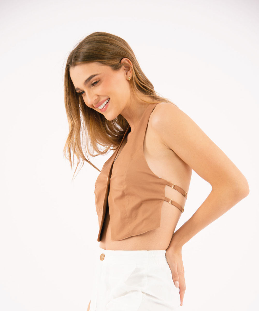Blusa De Anudar En El Cuello CHOCOLATE