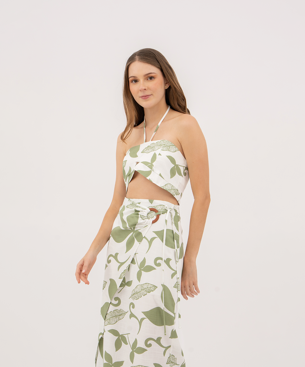 Crop top tiras halter VERDE