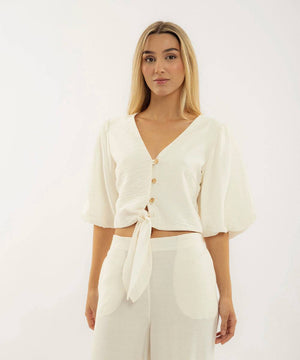 Blusa Mangas Globo Marfil Blusas Para Mujer | Ticket Store Colombia 4