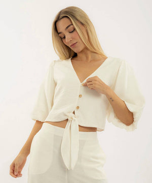 Blusa Mangas Globo Marfil Blusas Para Mujer | Ticket Store Colombia 2