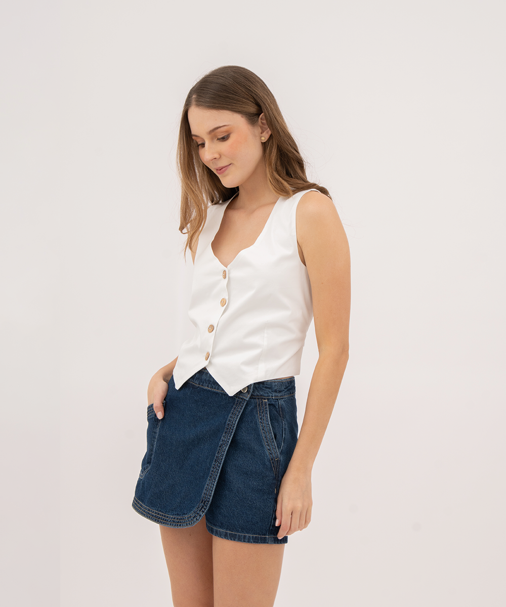 Chaleco con moño en posterior BLANCO