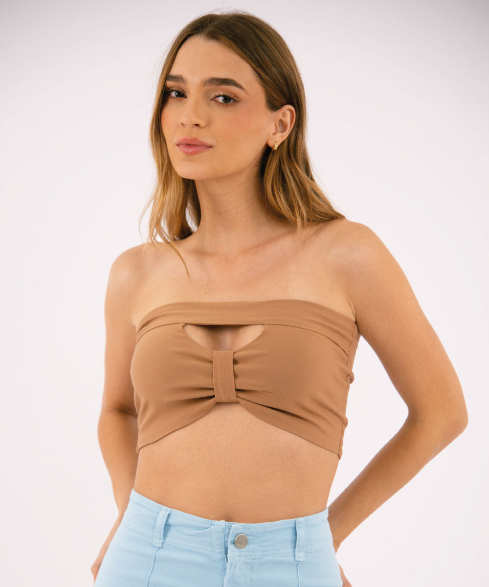 Blusa Strapless CAMEL