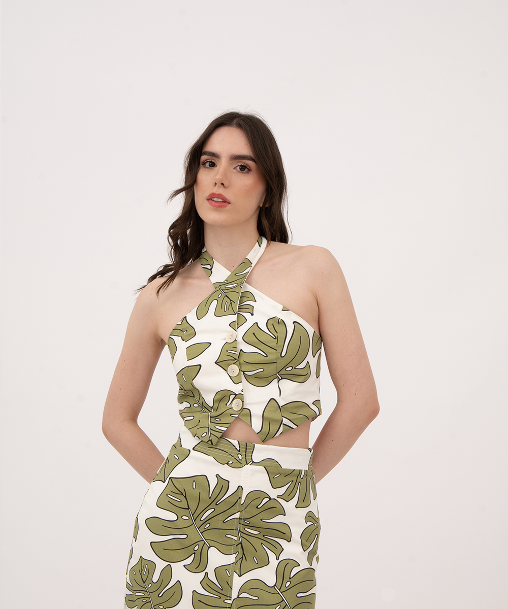 Blusa halter con cartera VERDE