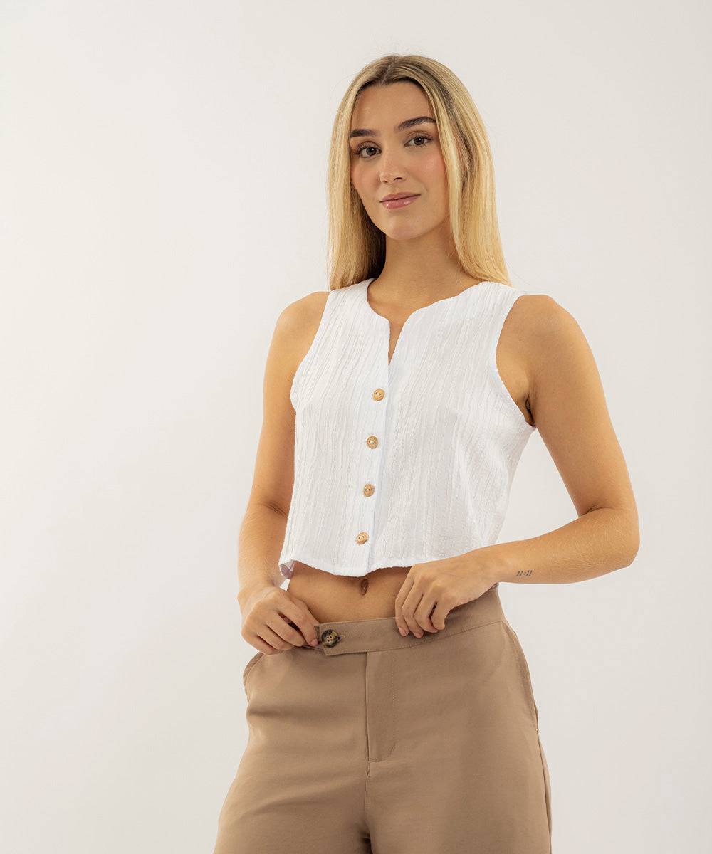 Blusa Sisa De Abotonar Blanco Blusas Para Mujer | Ticket Store Colombia 1