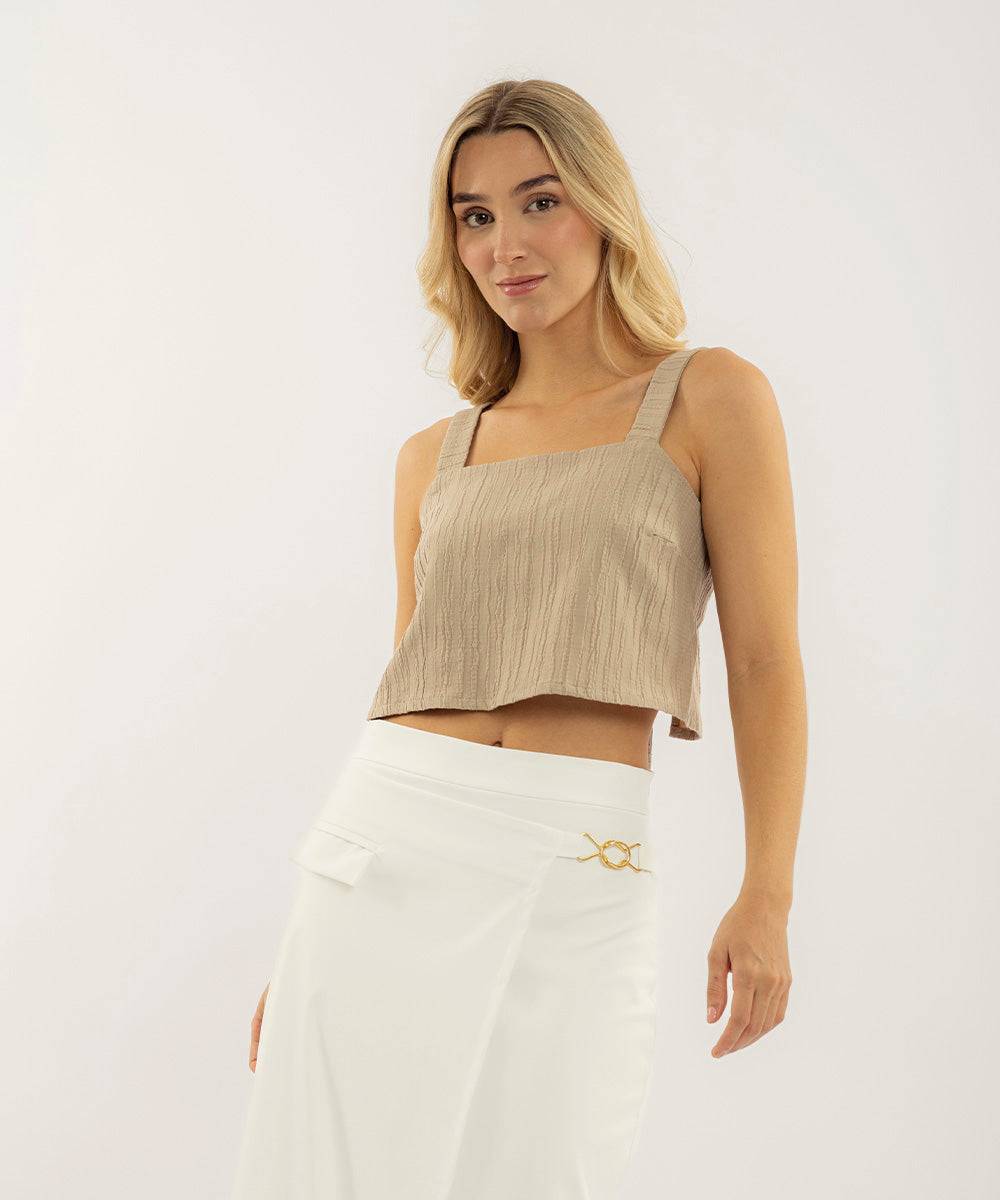 Blusa Con Moño En Espalda Camel Blusas Para Mujer | Ticket Store Colombia 1