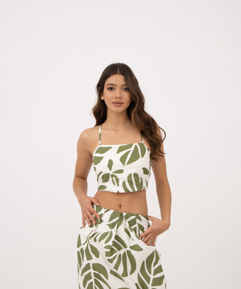 Crop top tiras cruzadas VERDE