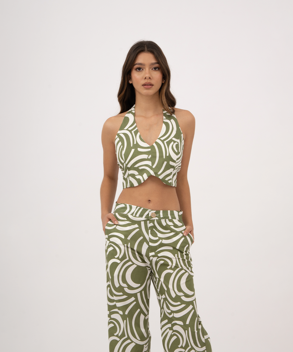 Blusa para anudar en cuello y espalda VERDE