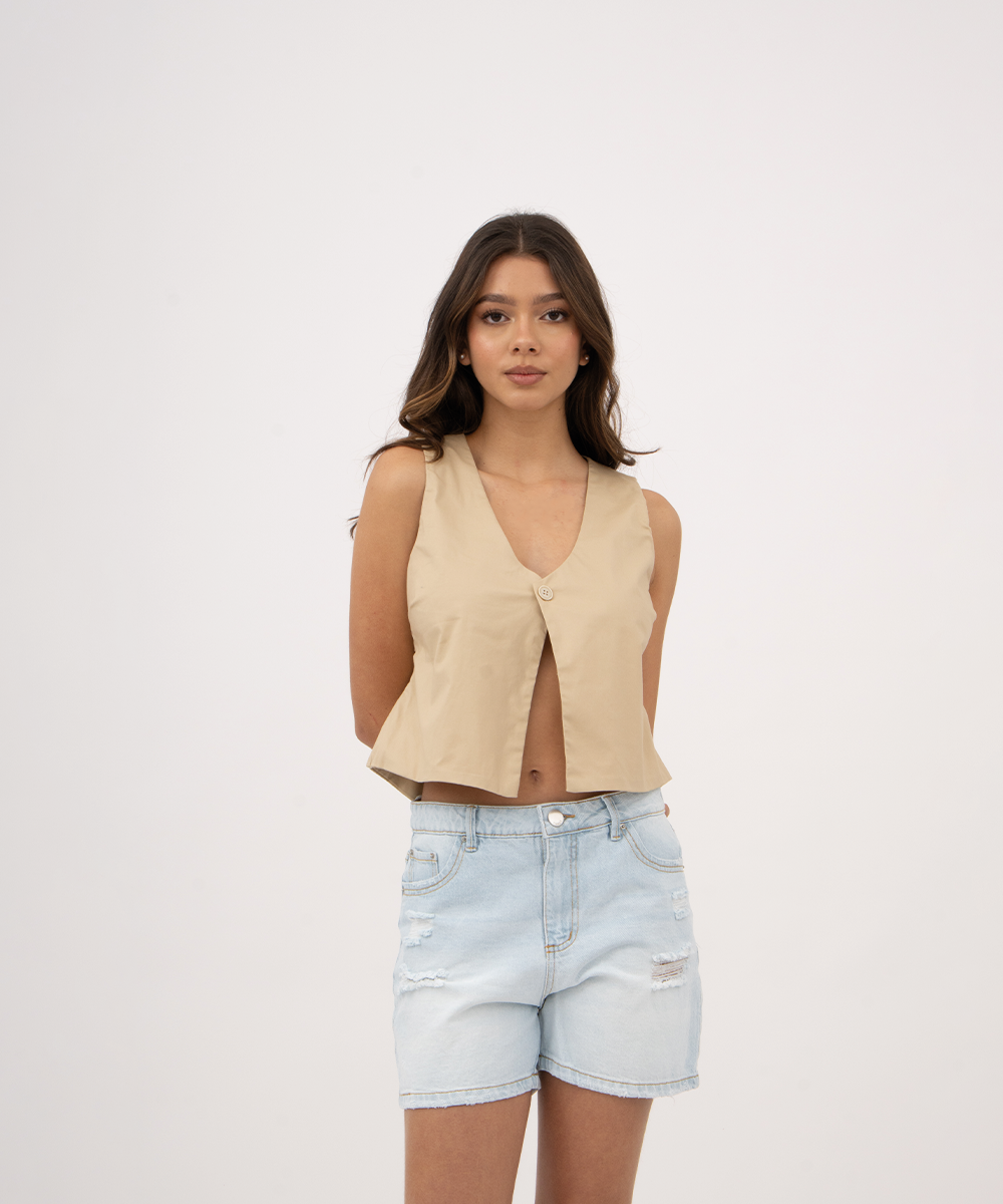 Chaleco abertura y botón en espalda CAMEL