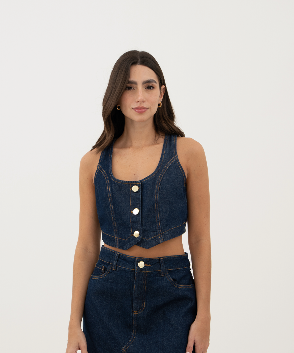 Chaleco denim AZUL PROFUNDO