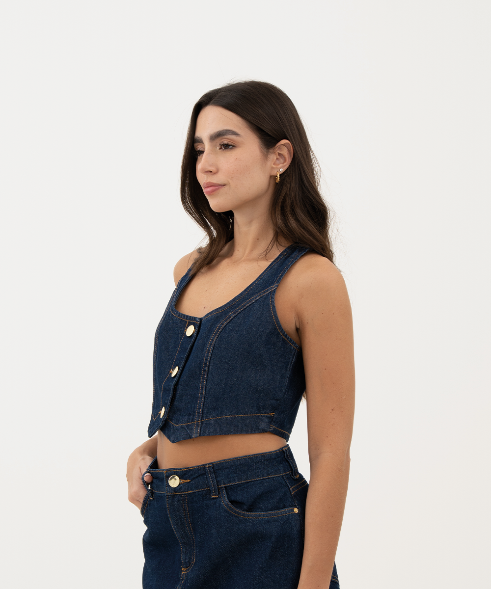 Chaleco denim AZUL PROFUNDO