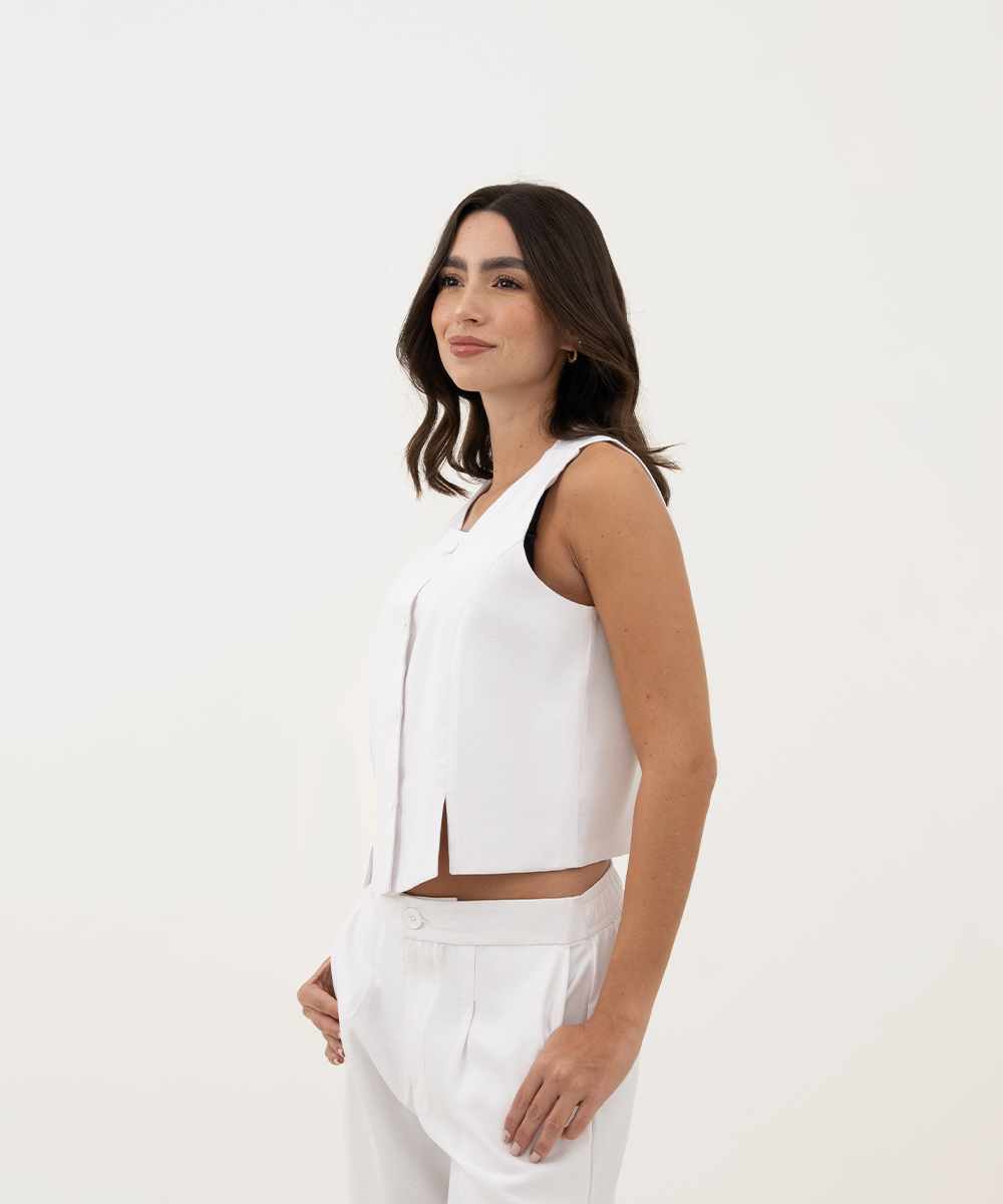 Blusa tipo chaleco BLANCO