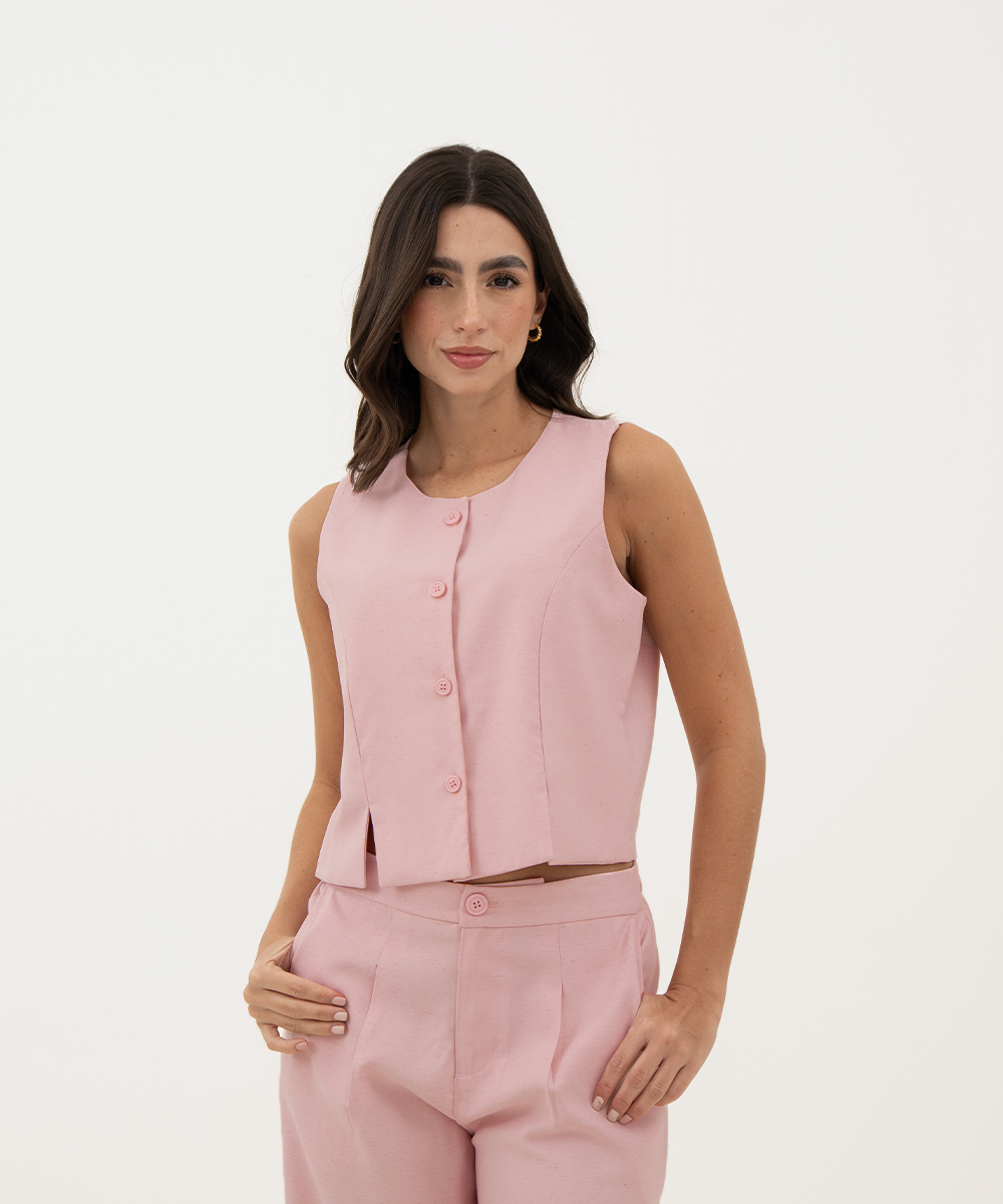 Blusa tipo chaleco ROSADO PASTEL